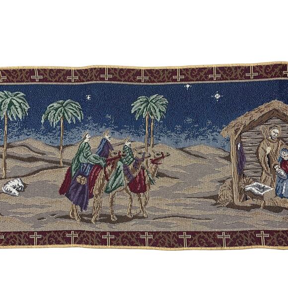 Christmas Nativity Scene Three Wise Men Jesus Christ Table Runner Wall Hanging - Picture 5 of 8